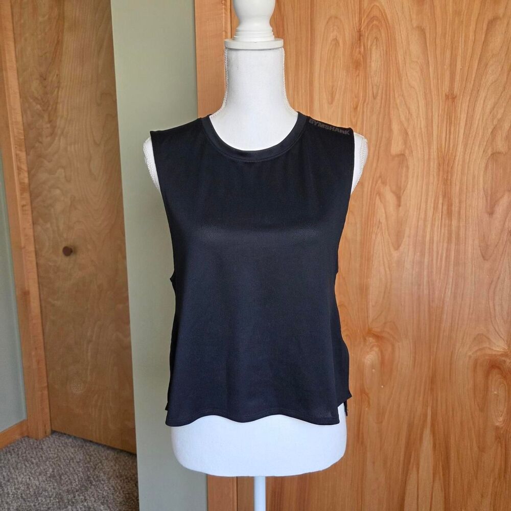 Gymshark black muscle tank top logo